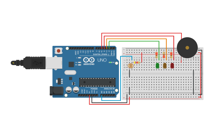Circuit design LDR Sensor - Tinkercad