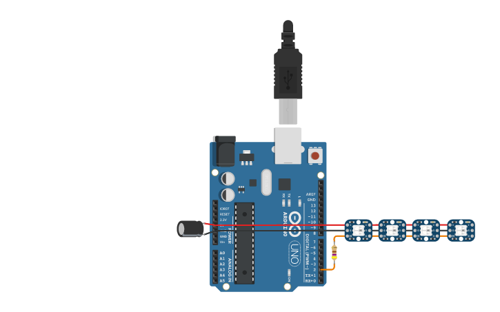 Circuit design Arduino Neopixel Example - Tinkercad