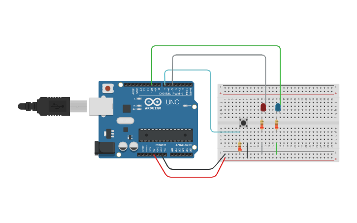 Circuit design PULSADOR LED - Tinkercad