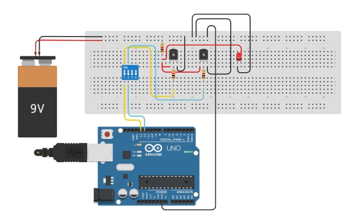 Circuit design NOR Gate - Tinkercad