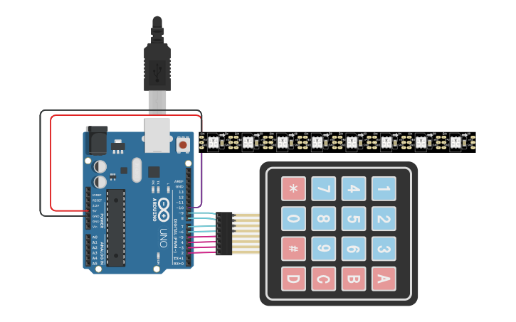 Circuit design Color Cross Keypad - Tinkercad
