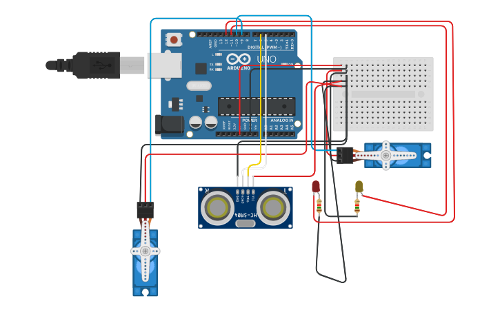 Circuit design Schematic Diagram [Arduino Mask Dispenser] - Tinkercad