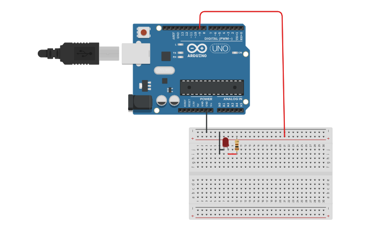 Circuit design Turn on 1 LED using Arduino in limba romana ( romanian ...