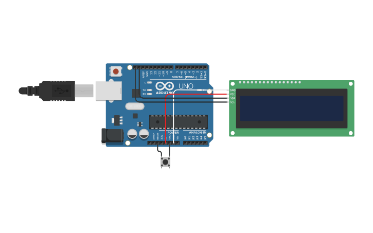 Programmable Reset Button Circuit design LCD + RESET BUTTON - Tinkercad
