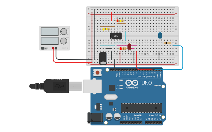 Circuit design Astabil+Arduino - Tinkercad