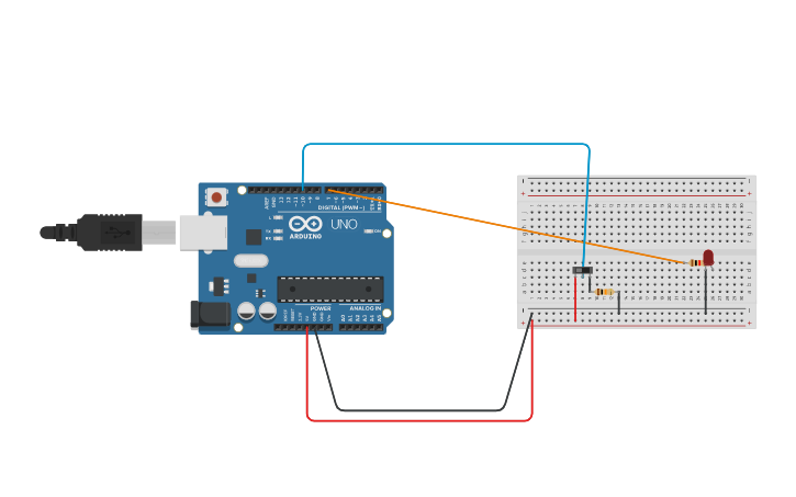 Circuit design switch with blinking led - Tinkercad