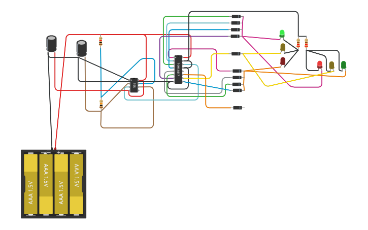 Circuit design Two way traffic light - Tinkercad