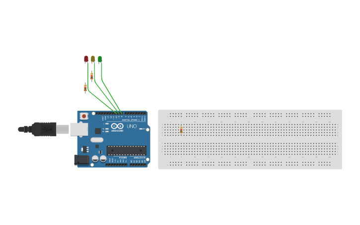 Circuit design Traffic Light System - Tinkercad