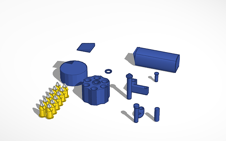 3D design revolver parts and bullets part 1 - Tinkercad