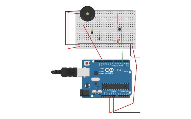 Circuit design Yathaarrt Chhabria PUSH BUTTON + BUZZER - Tinkercad
