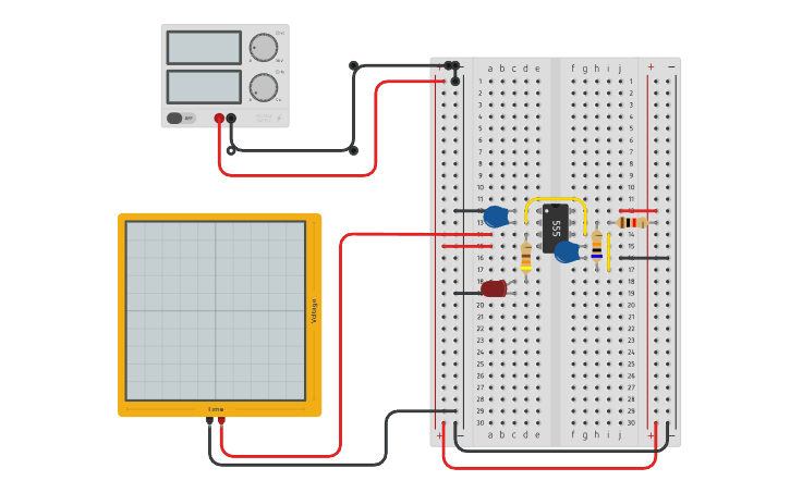 Circuit design 555 timer circuit - Tinkercad