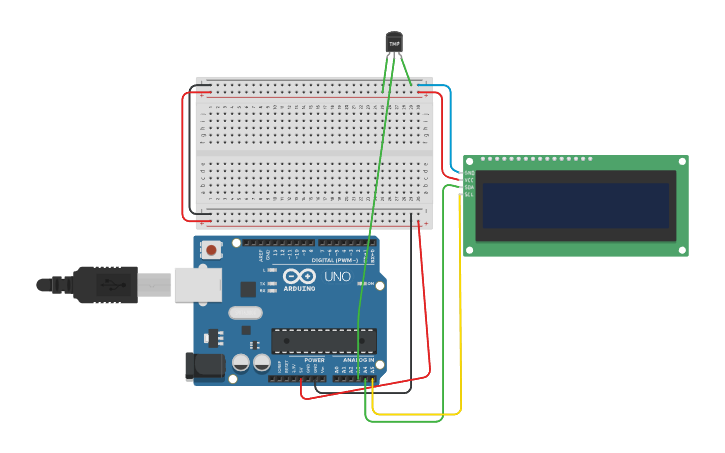 Circuit design LCD 16x2 i2C - Tinkercad