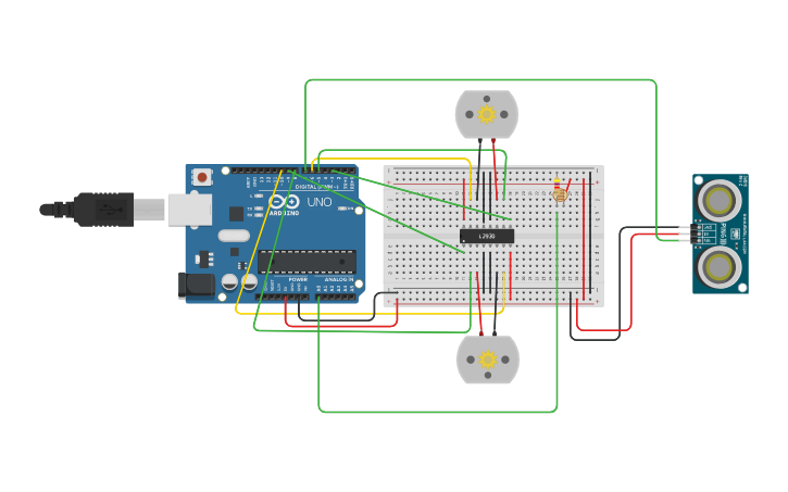 Circuit design Sumo bot - Tinkercad