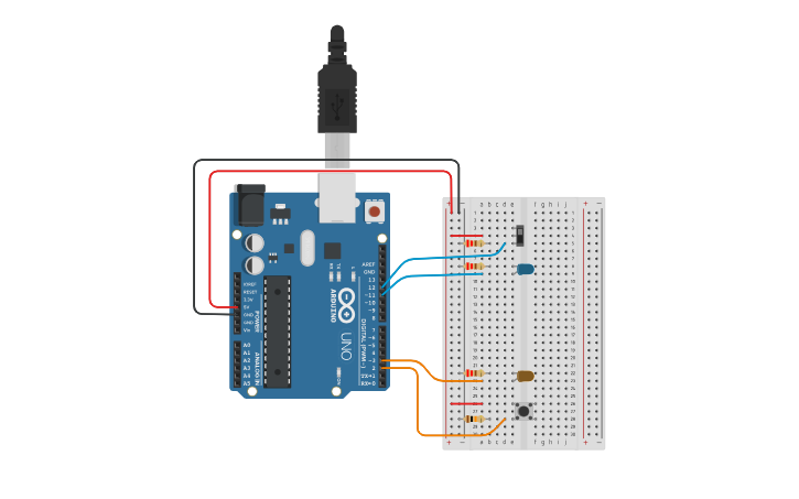 Circuit design 07 Toggling Lights with Buttons and Switches - Tinkercad