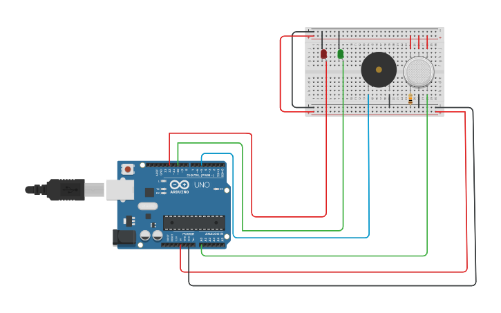 Circuit design Arduino Gas Sensor - Tinkercad