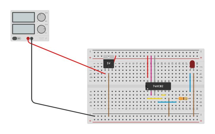 Circuit design NOR GATE (NOR) - Tinkercad