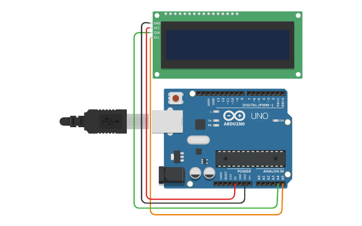 Circuit design UNO LCD Display - Tinkercad
