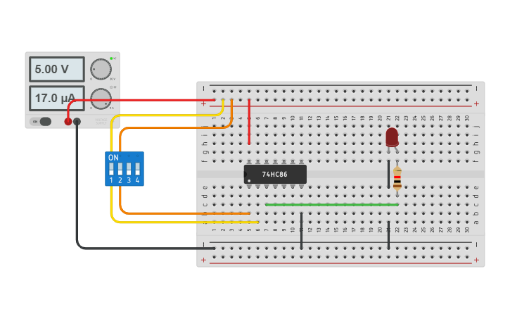 Circuit design XOR Gate - Tinkercad