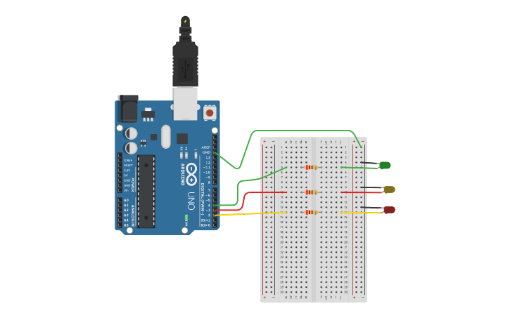 Circuit design Traffic Light Controller Project - Tinkercad