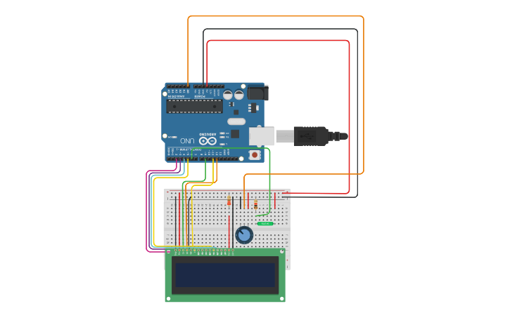 Circuit design Magic 8-Ball fortune telling device - Tinkercad