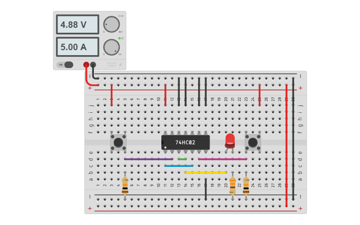 Circuit design 74HC02 NOR Logic Gate SR Latch - Tinkercad