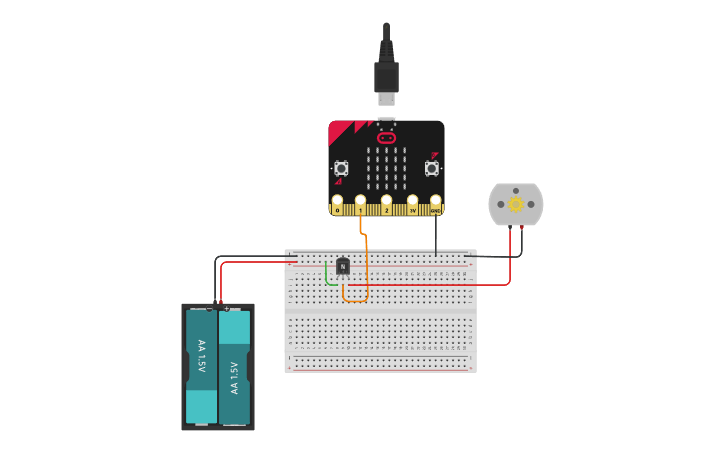 Circuit design micro:bit motor DC - Tinkercad