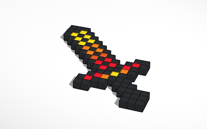 3D design minecraft fire sword mod - Tinkercad