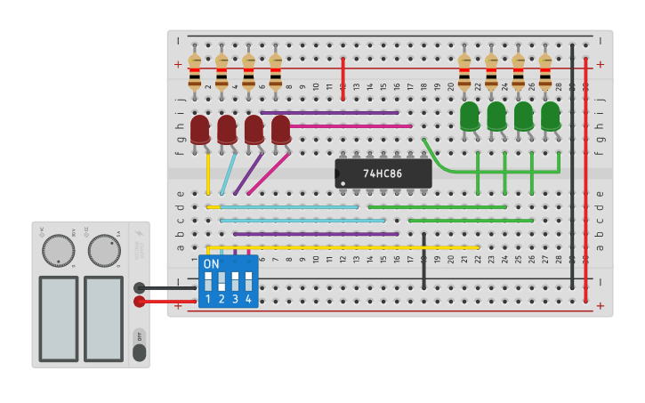 Gray Code Generator Using Gates Circuit design Binary to Gray Code using Xor Gates - Tinkercad