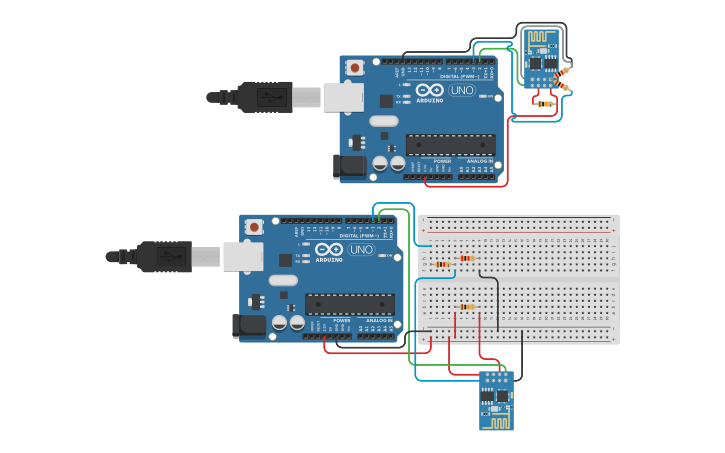 Circuit design WIFI 2ARDUINO - Tinkercad