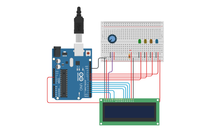 Arduino Led Cad Circuit design Arduino LED LCD - Tinkercad