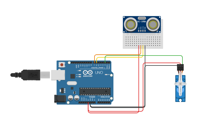 Circuit design Smart DustBin (Blocks) - Tinkercad