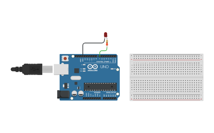 Circuit design Blink an LED - Tinkercad