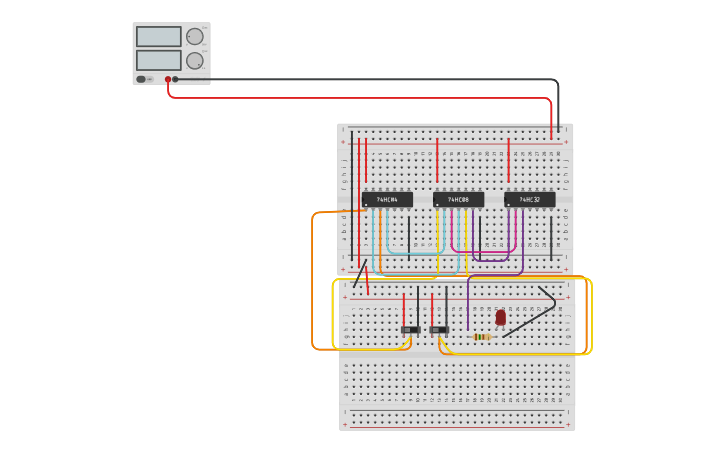 Circuit design porta exor - Tinkercad