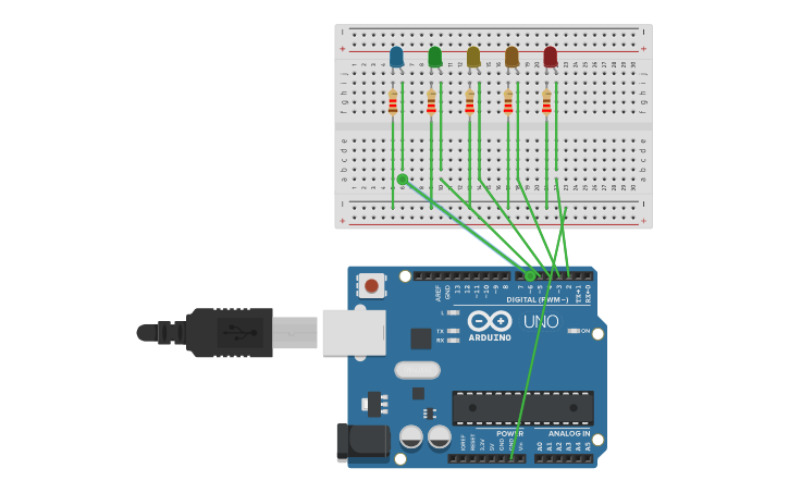 Circuit design led sequence - Tinkercad