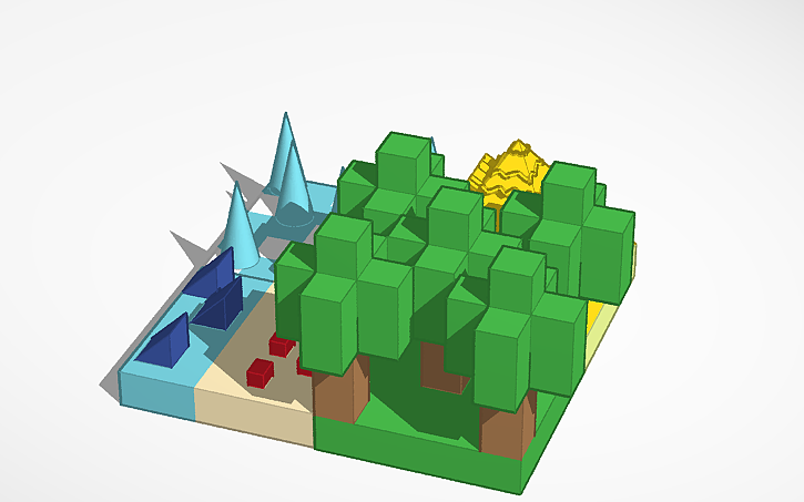 3D design 4 biomes (im too lazy to finish the pyramid) - Tinkercad