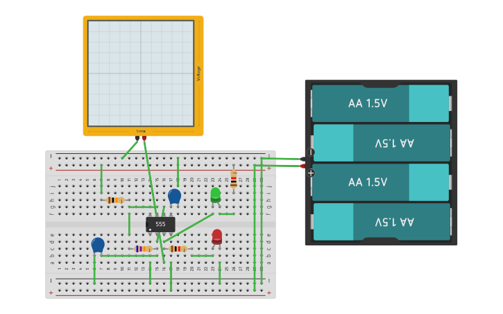 Circuit design LED alternating circuit - Tinkercad