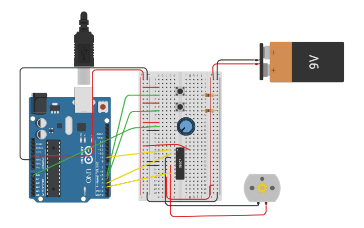 Circuit design MOTOR - Tinkercad