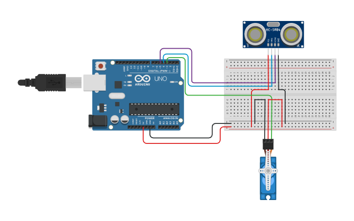 Circuit design Smart Dustbin Using Arduino, Ultrasonic Sensor And Servo ...