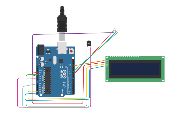 Circuit design LM35 - Tinkercad