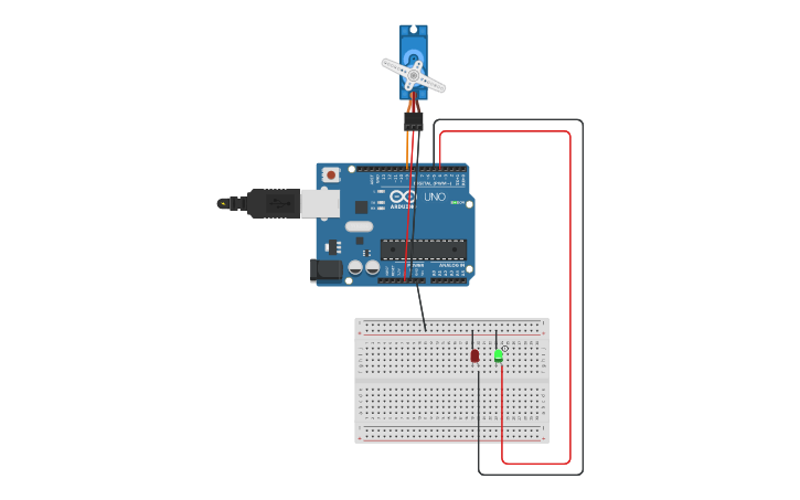 Circuit design Servo Motor with LED color Change according to Degree ...