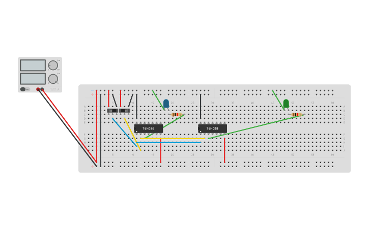 Circuit design HALF ADDER - Tinkercad