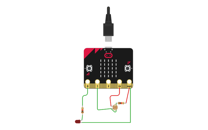 Circuit design Micro bit LED y LDR. - Tinkercad