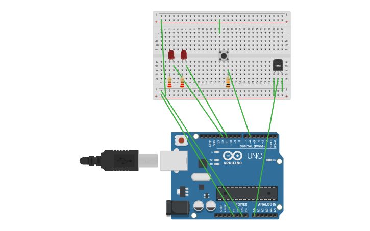 Circuit design Thermistor - Tinkercad