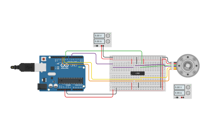 Circuit design motor paso a paso con Arduino - Tinkercad