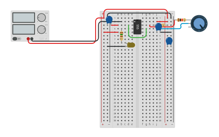 Circuit design ASTABLE 555 TIMER - Tinkercad