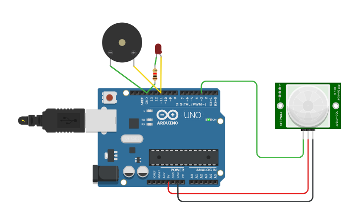 Sensor Motion Arduino Components Circuit design Interfacing Motion Sensor with Arduino - Tinkercad