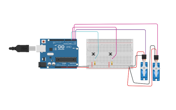 Circuit design push button - Tinkercad