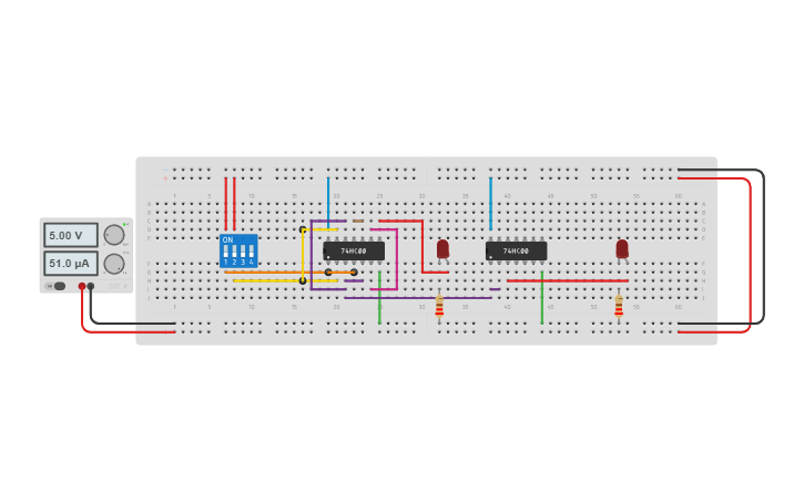 Circuit design Half Adder - Tinkercad