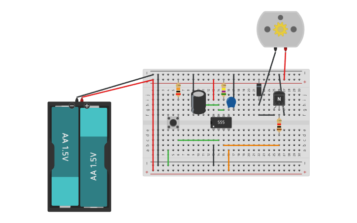 Circuit design 555 timer Motor timer - Tinkercad
