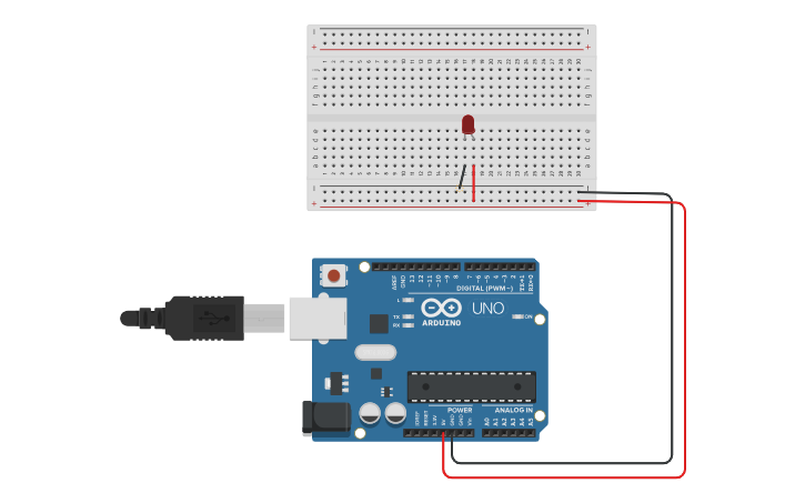 Circuit design Controlling LED using Push button 23BCT0121 - Tinkercad